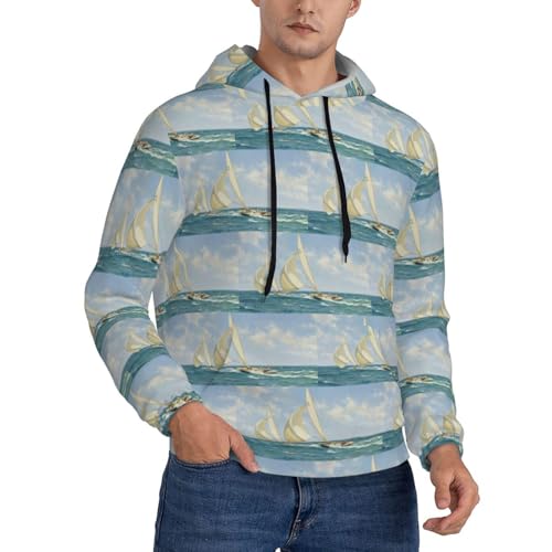 Sweat à capuche imprimé bateau : manches longues thermorégulatrices et coupe casual