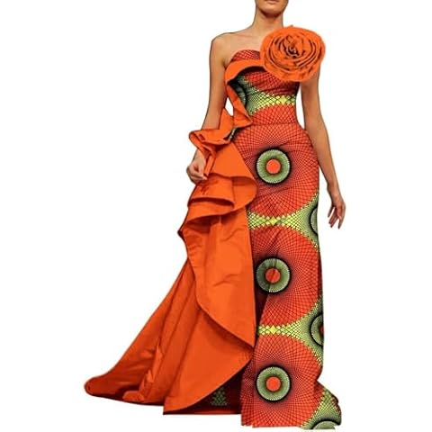 BAZINRICHE African Women's Formal Dresses Gala Floor Length Dresses Off The Shoulder Cover