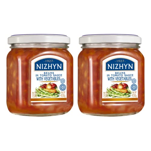 Nezhin Delicious Beans In Tomato Sauce With Vegetables, Made From Fresh, No Added Preservatives, 450 Grams/15.9Oz Pack Of 2 #TOP30