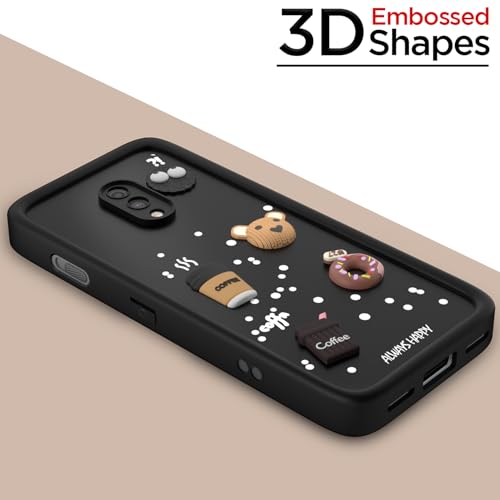 Image of Pikkme Back Cover for OnePlus 6T / Oneplus 7 | Cute Fun Cartoon 3D Bear Silicone Full Body Protection Bumper Cover (Black)