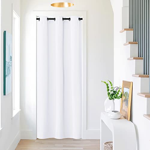 NICETOWN Closet Door Curtain for Privacy, Window Treatment Room Divide Temporary Curtain for Doorways Grommet Solid Portable Door Cover Drape for Hallway, 1 Pack, 42" W x 80" L, Pure White