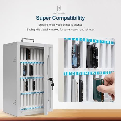 Mobile Phone Storage Box,Wall Mounted Cell Phone Locker Box - Steel Mobile Phone Storage Cabinet for School & Office Use,（One Color,55x21x75cm/22x8x30inch） image 4