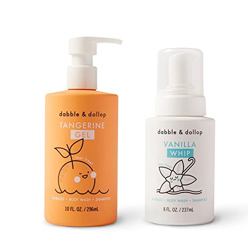 Dabble & Dollop Tangerine Gel + Vanilla Whip - 3-In-1 Natural Bubble Bath, Body Wash & Shampoo For Kids, 100% Usa-Made, Paraben & Sulfate Free, Vegan, Gluten-Free, Tear-Free (Pack Of 2) #TOP1