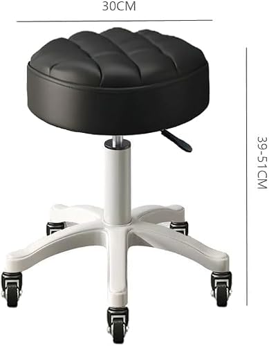 スツール ブラック エステスツール 高さ約38.5-50.5cm 丸椅子 キャスター 高さ調整 バーカウンター作業製図椅子 診察椅子 オフィスチェア 黒 [2]