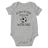 AW Fashions Born to Play Soccer with Dad Baby Bodysuit Funny Family Newborn Outfit for Boys or Girls (6 Months, Sports Grey)