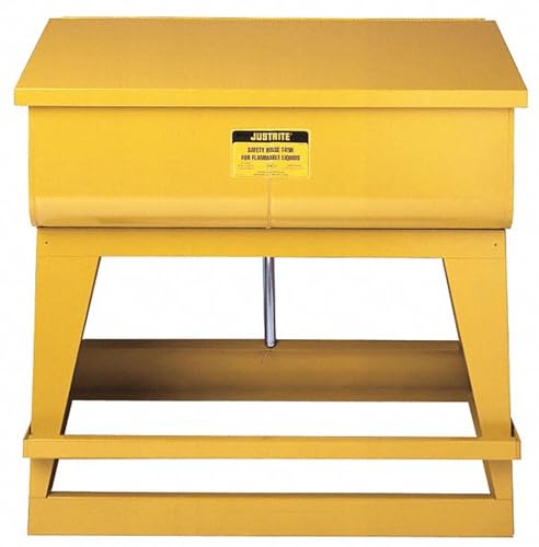 Image of Justrite 27221 18-Gauge Coated Steel Floor Standing Rinse Tank, 22 Gallon Capacity, 35-1 /4 inch Length x 16 inch Width x 12 inch Depth, Yellow