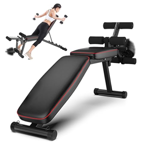 Banco de Pesas Multifuncional, Banco de Abdominales Ajustable con Extensiones de Piernas Para Gimnasio en Casa, Equipo de Entrenamiento de Cuerpo Completo