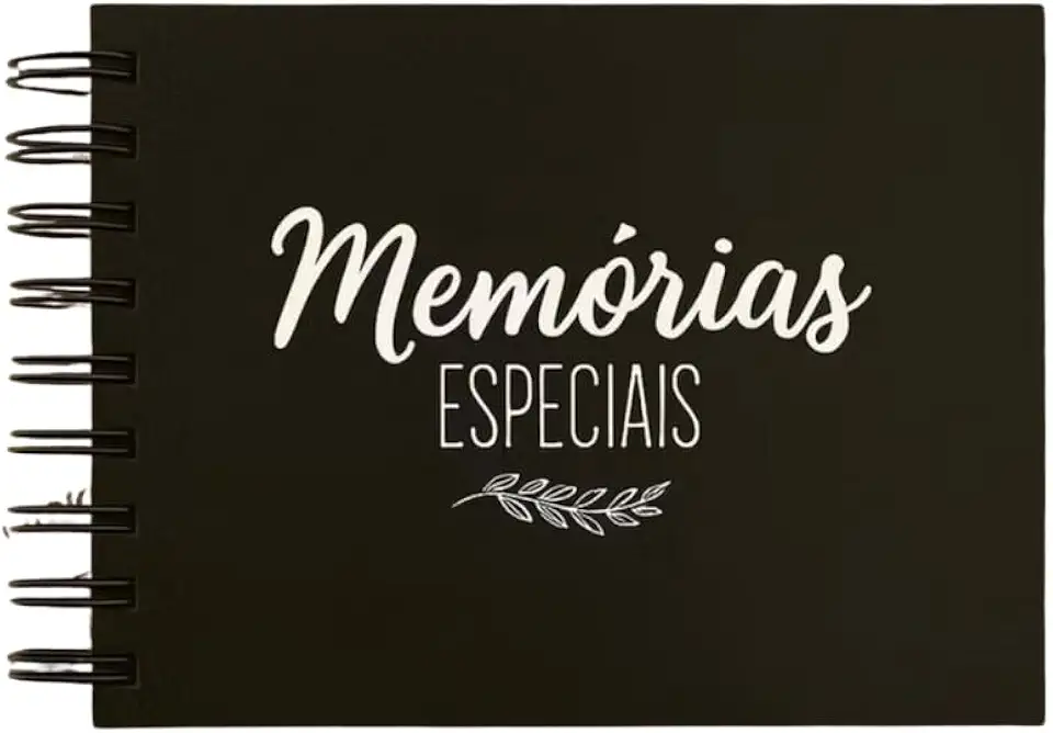 Caderno Scrapbook Álbum de Fotos para Colagem – Livro de Memórias Capa Dura e Miolo Preto - 30 Folhas