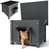 BAKAJI Cuccia per Animali Domestici Grigia in Legno di Pino, Casetta per Cani e Gatti con Tetto Apribile, Casa da Esterno ed Interno Resistente Alle Intemperie con Tettoia Asfaltata, 60 x 58 x 47 cm