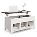 TANGKULA Coffee Table Lift Top Wood Home Living Room Modern Lift Top Storage Coffee Table w/Hidden Compartment Lift Tabletop Furniture (White)