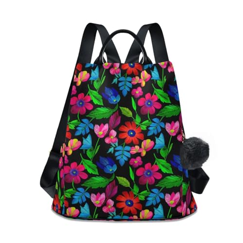 Sac à dos femme étanche à imprimé floral rose vert multipoche et sécurisé