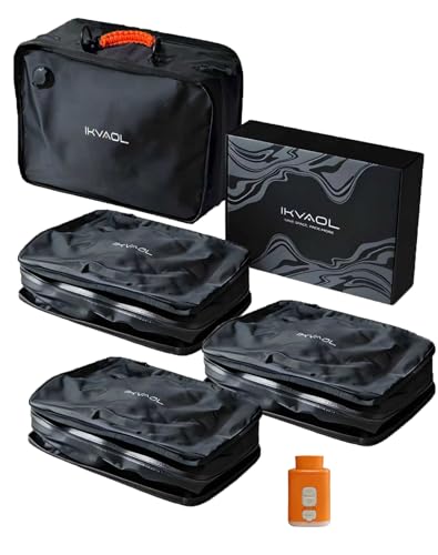 Vacuum Bags for Travel with Pump,Reusable Compression Packing Cubes to
