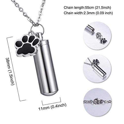 Hooami Pet Puppy Dog Paw Cylinder Cremation Urn Necklace/Keychain Keepsake Ashes Pendant Memorial Jewelry #TOP3