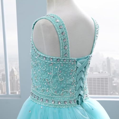 Changuan Crystal Tulle Flower Girl Dress for Wedding Long Puffy Ball Gowns Glitter Kids Pageant Princess Party Dance Gowns4