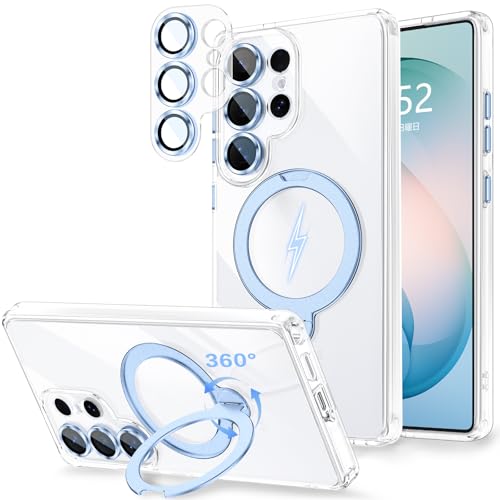 MIGECASE Galaxy S25 Ultra �p�P�[�X MagSafe�Ή��y��̌^�J�����ی�E360°��]�X�^���h�z �����O�t�� �c���Ή� �}�O�l�b�g���� ���C�����X�[�d�Ή� �����Y�ی� �ϏՌ� ���h�~ �w��h�~ ���ϋv �M�����N�V�[ s25 ult