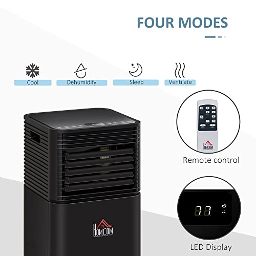 Homcom 10000 Btu Mobile Portable Air Conditioner For Home Office Cooling, Dehumidifier, Ventilating, Portable Ac Unit With Remote, Led Display, 24H Timer, Auto Shut-Down, Black #TOP3