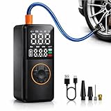 Kooqi Tire Inflator Portable Air Compressor, 150PSI Cordless Electric Bike Pump, Portable Tire Inflator with LCD Pressure Gauge & LED Light, Portable Air Pump for Car, Motorcycle, Bicycle, Balls