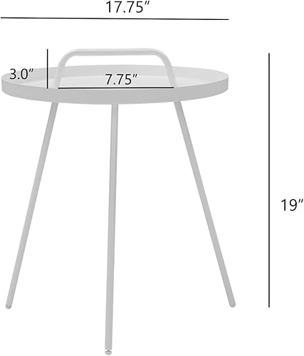 Miniatura 3 de Grand patio Mesa auxiliar para exteriores con asa, pequeña mesa auxiliar portátil, mesa auxiliar redonda de 17 pulgadas, color blanco