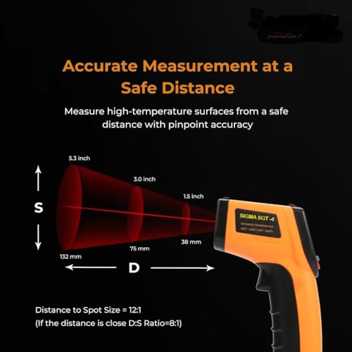 Image of SIGMA Make Laser Infrared Thermometer Non-Contact Digital Handheld Temperature Gun With Back Light LCD Display Industrial Thermometer For Industrial, Kitchen Cooking (SRT-4) -50C to 400C