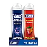 Durex Lubricante Perfect Connection Base Silicona + Gel Lubricante Sabor Fresa - 2 x 50ml