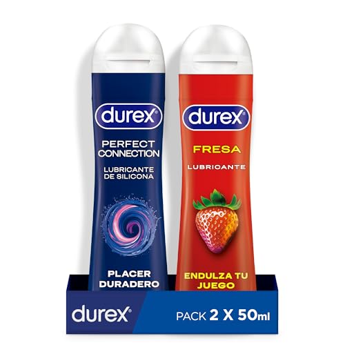 Durex Lubricante Perfect Connection Base Silicona + Gel Lubricante Sabor Fresa - 2 x 50ml