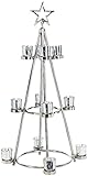 Kobolo Teelichthalter Kerzenständer Silber Stern auf 3 Etagen mit 12 Gläsern H 75 cm