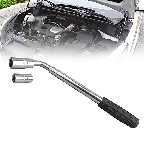 Wheel Brace for Car, Universal Telescopic Wheel Wrench, Extendable Car Lug Wrenches with 17mm, 19mm, 21mm & 23mm Reversible Sockets, for Tyre Change, Roadside Emergency
