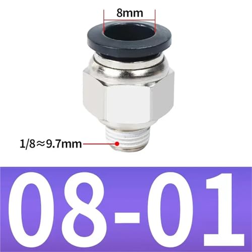 Conector neumático PC8-01 recto de 8mm con rosca 1/8 para manguera de aire 3