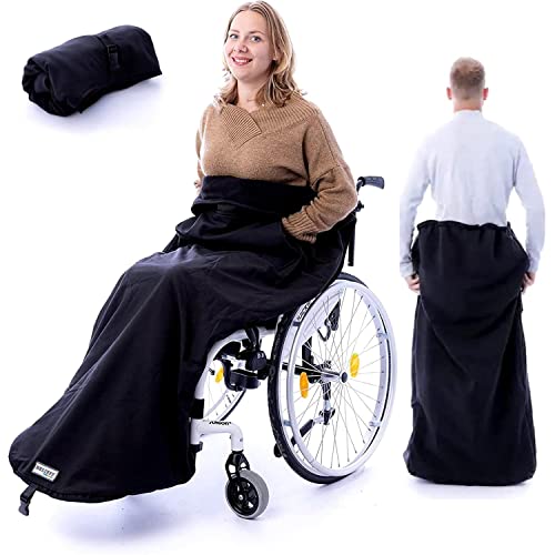 BELIEFF Couverture polaire pour fauteuil roulant pour une utilisation en extérieur protège contre Froid et vent, poches pour les mains,100 %polyester (avec protection complète du corps) Cover