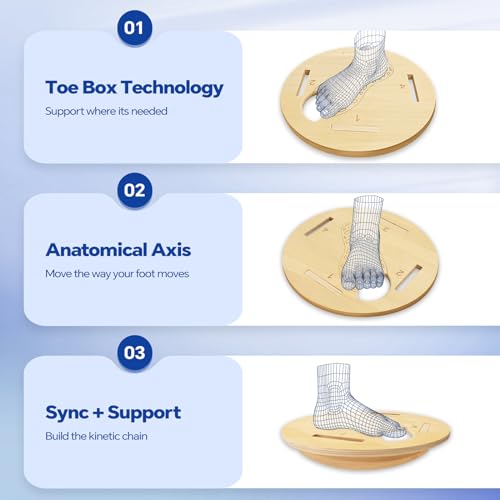 Foot Balance Board for Adults-Wooden Wobble Exercise Balance Board, Round Toes Balance Trainer for Core Training, Physical, Ankle - Image 3