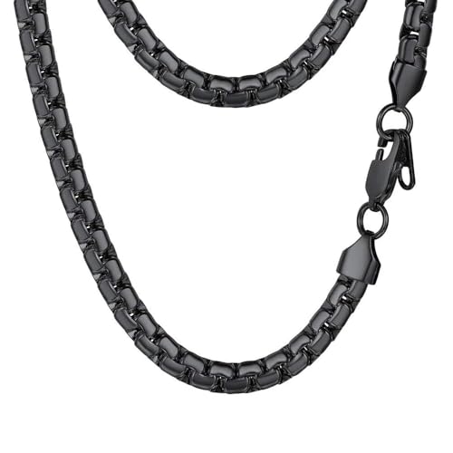 PROSTEEL Black Chain for Men Hip Hop Jewelry Flat Chain 22inch Stainless Steel Necklace