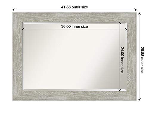 Amanti Art Beveled Bathroom Mirror (30 X 42 In.), Dove Greywash Frame - Wall Mirror Grey, Large #TOP3