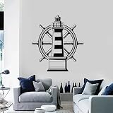 Adesivo da parete del faro creativo nero Spiaggia Volante oceanico Adesivo in vinile per finestre Bagno Salotto Murales decorativo