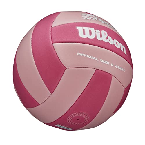Wilson Super Soft Play Outdoor Recreation Volleyball - Official Size, Pink/Dark Pink #TOP5