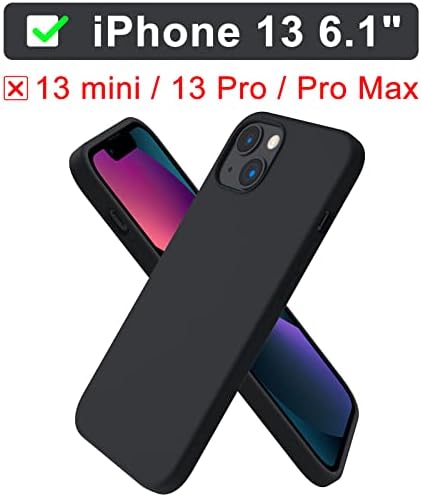 ORNARTO Compatible with iPhone 13 Case 6.1, Slim Liquid Silicone 3 Layers Full Covered Soft Gel Rubber Case Cover 6.1 inch-Blue