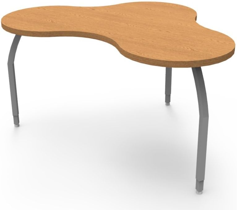 Elo Nimbus Table Grey Nebula Laminate & Banding with 3 Junior Adjustable Smooth Silver Legs - 21-26 x 55.5 x 39 in.