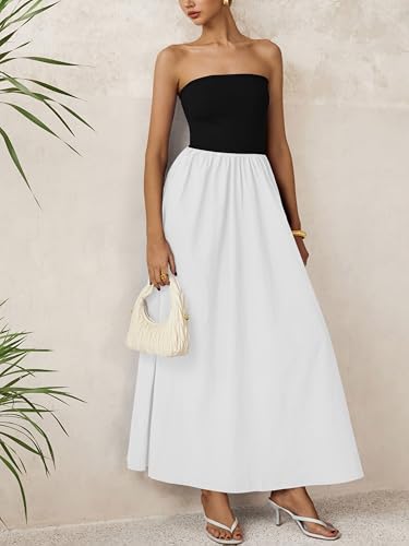 Image of PRETTYGARDEN Women 2026 Summer Elegant Strapless Maxi Dress Tube Top Dress A Line Flowy Long Wedding Party Cocktail Dresses