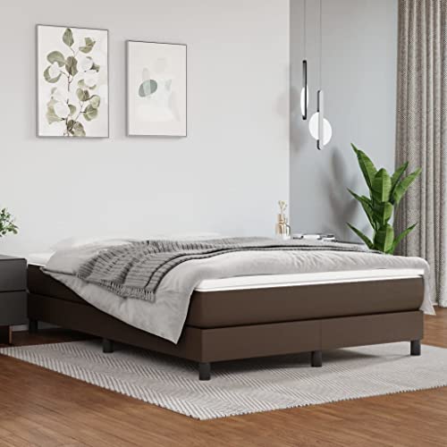 BAZZI Boxspringbett 140 x 200 cm Polsterbett 140 x 200 cm Komplettes Bettset,Bett 140 x 200 cm Mit Lattenrost Braun-2 Kunstleder Jugendbett Perfekt für Jugendzimmer, Futonbett