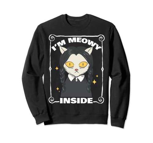 Divertido gato miércoles soy Meowy dentro de Halloween Kitty Lover Sudadera Cover