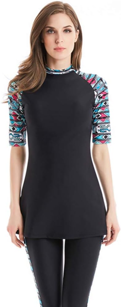 TianMaiGeLun Modest Swimwear for Women's Rash Guard Short Sleeve Swimwear Modesty Swimming Costume Surfing Suit Burkini, 1, 4XL