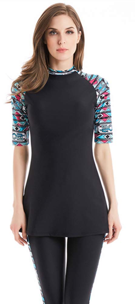 TianMaiGeLun Modest Swimwear for Women's Rash Guard Short Sleeve Swimwear Modesty Swimming Costume Surfing Suit Burkini, 1, 4XL
