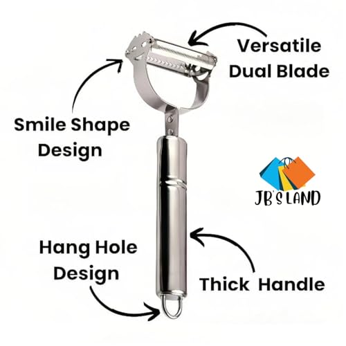 Image of 2 in 1 Stainless Steel Julienne Vegetable Peeler Multi-Functional Fruit & Veggie Shredder Slicer and Grater for Potatoes, Carrots, Cucumbers (2 in 1 Long Peeler)