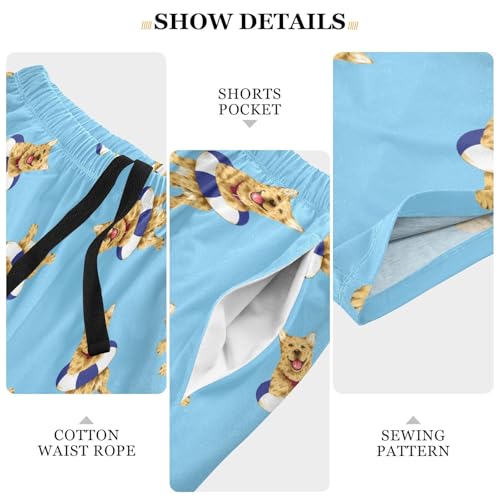 Pajama Shorts for Men Golden Retriever Dog Summer Pajama Pants with Pocket Pjs Bottoms Sleep Shorts4