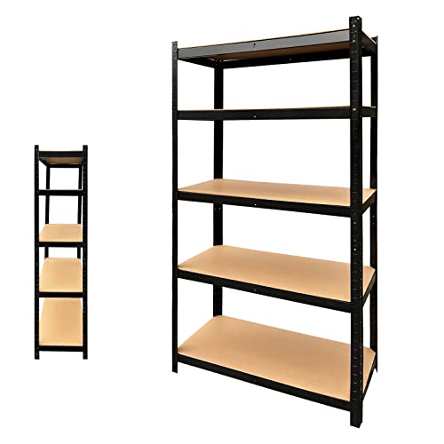 66" Storage Shelves Garage Shelving Unit Steel Storage Rack, Heavy Duty Metal Frame 5-Tier Garage Shelf Mdf Boards, 353Lbs Capacity Per Tier, For Home/Office/Warehouse/Garage, Black #TOP27