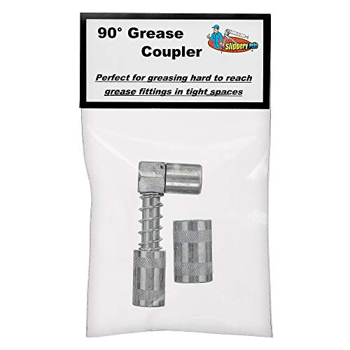 Slippery Pete - 90 Degree Grease Gun Coupler Snaps Onto Grease Fittings In Tight Spaces #TOP5