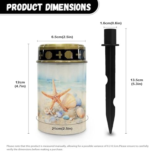 Image of Starfish Light for Prayer Cemetery Solar Lights for Grave Cemetery Decor Candle Lamp Waterproof Solar Power Light Eternal Lights for Graves Cemetery Memorial Gift 2 Pcs
