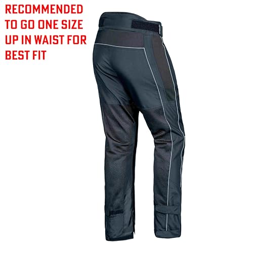 Men’s Motorcycle Mesh Pants Full Leg Zipper Riding Pants powersports Protective Armored Adv CE Over The Boot Motocross Pants Black - Thumbnail 2