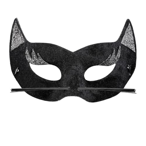 Maschera pantera nera in velluto accessorio per costumi e travestimenti carnevale feste a tema