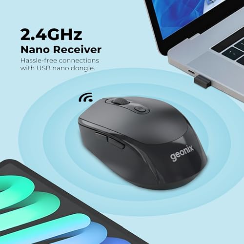 Image of Geonix Nimbus 03 Optical Wireless Mouse, Range 10m, 4 Buttons; 2.4GHz Nano Receiver, 3 DPI Modes, 2*AA Cell, Optical Orientation, Plug & Play