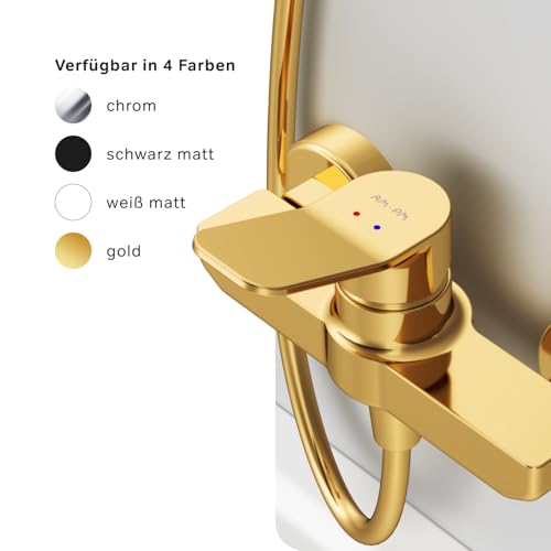 AM.PM X-Joy - Einhand-Brausebatterie Gold, Duscharmatur Einhebelmischer, Mischbatterie Dusche, Brausearmatur für Badezimmer